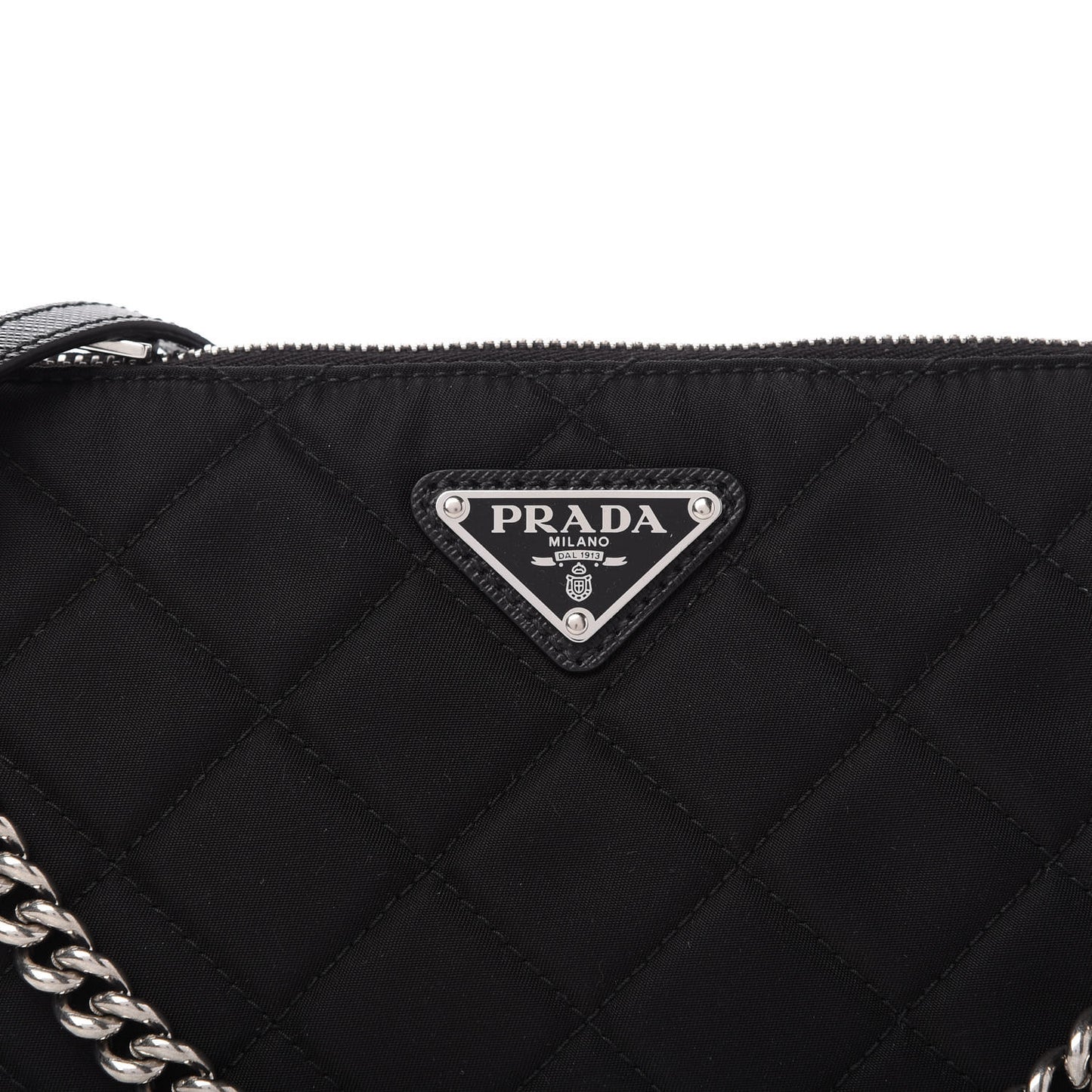 Nylon Tessuto Impuntu Quilted Crossbody Bag Black