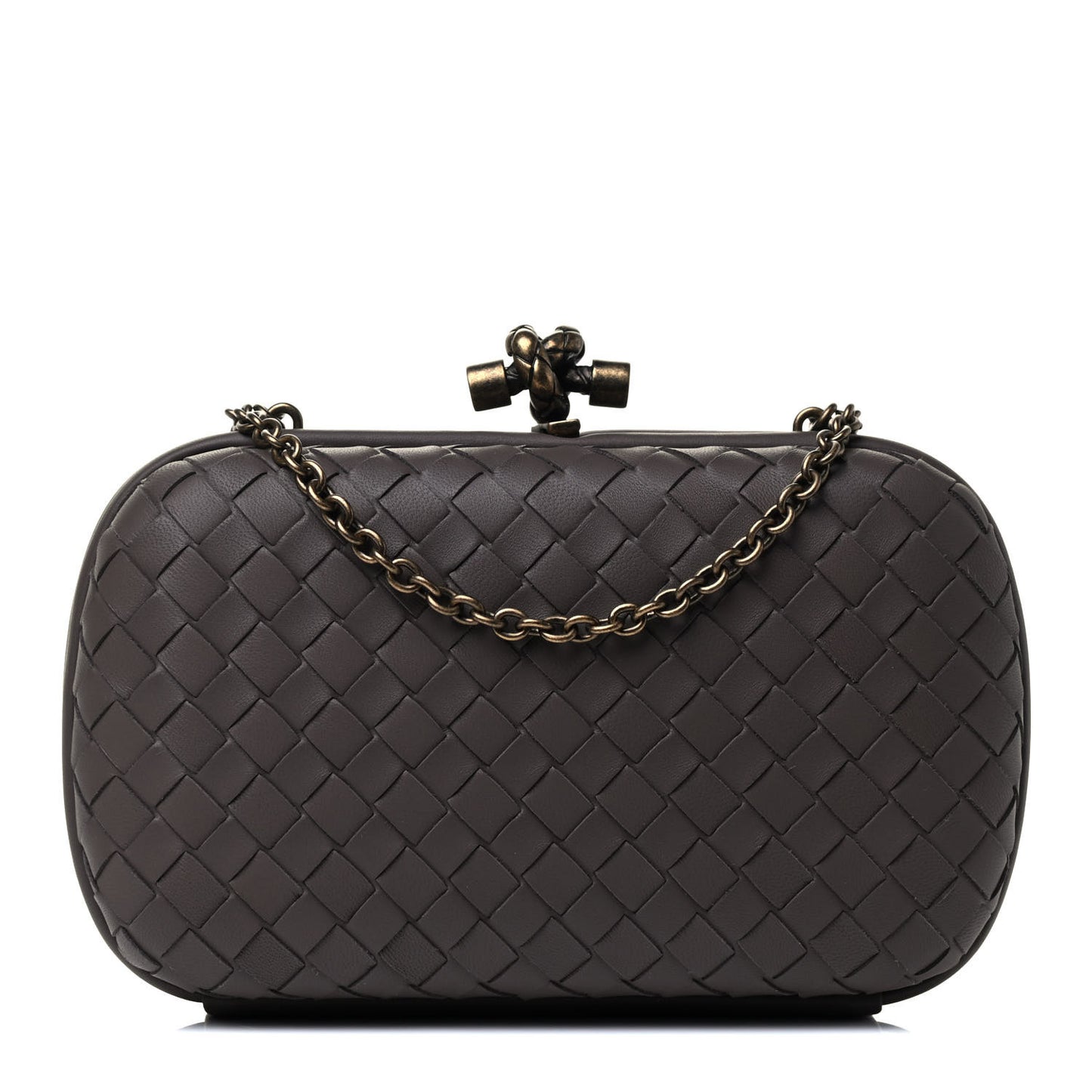 Nappa Intrecciato Chain Knot Clutch New Steel