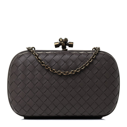 Bottega Veneta Nappa Intrecciato Chain Knot Clutch New Steel 1 of 4