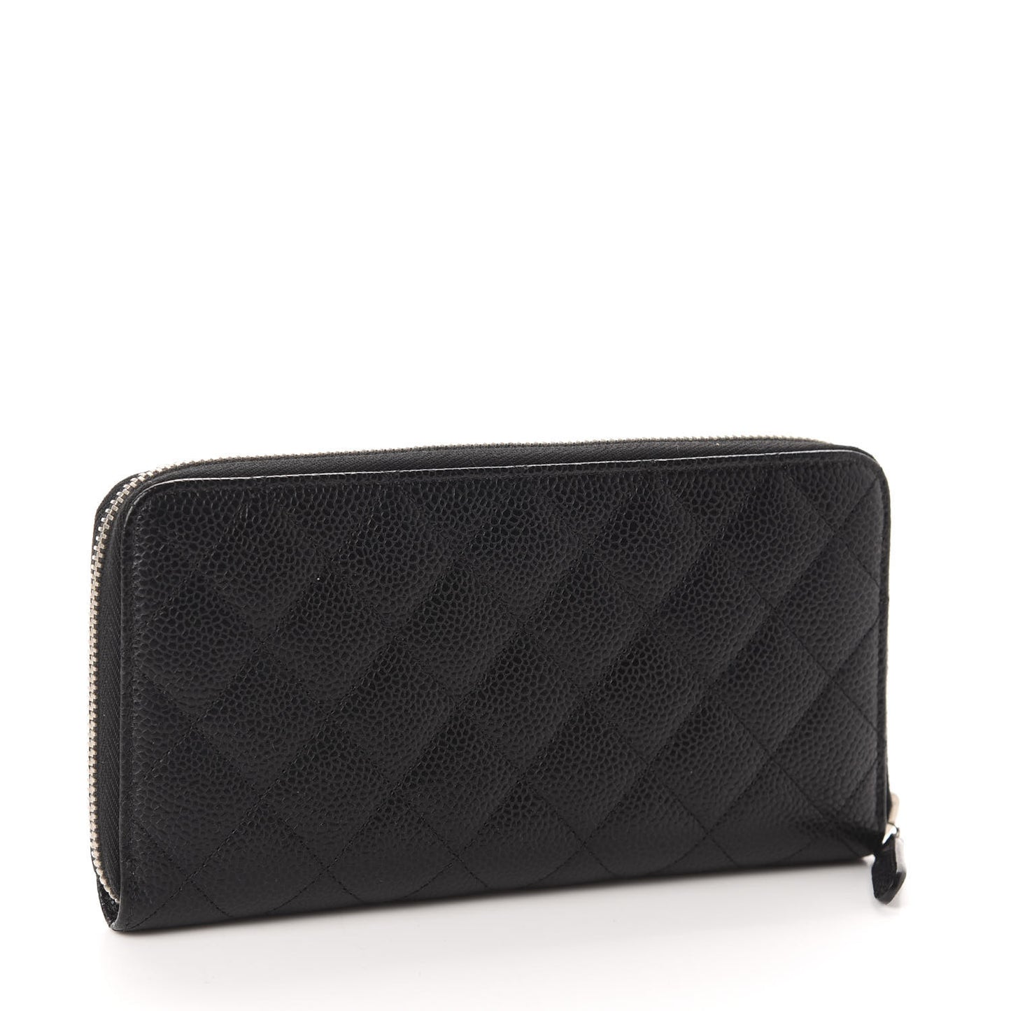 Caviar Quilted Large Gusset Zip Around Wallet Black