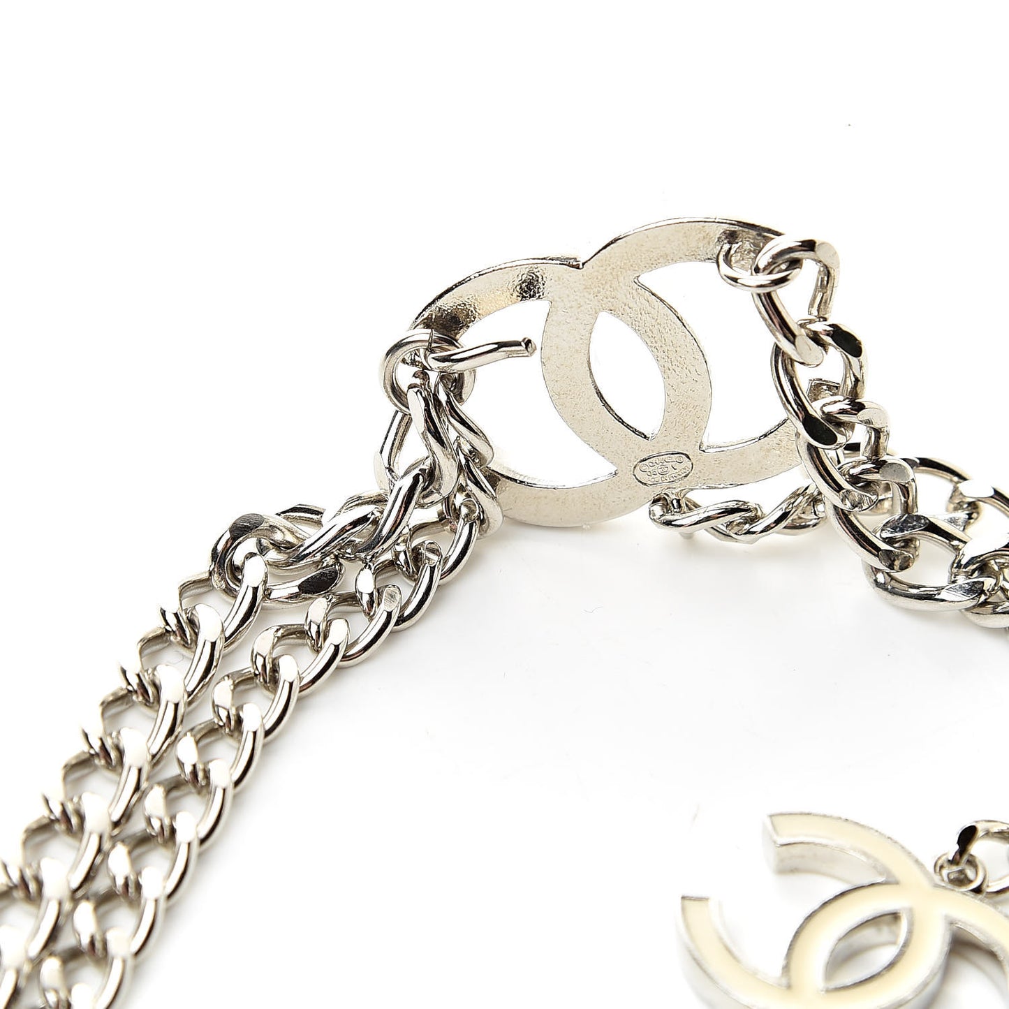 Enamel CC Ceinture Fantai Adjustable Belt Silver White