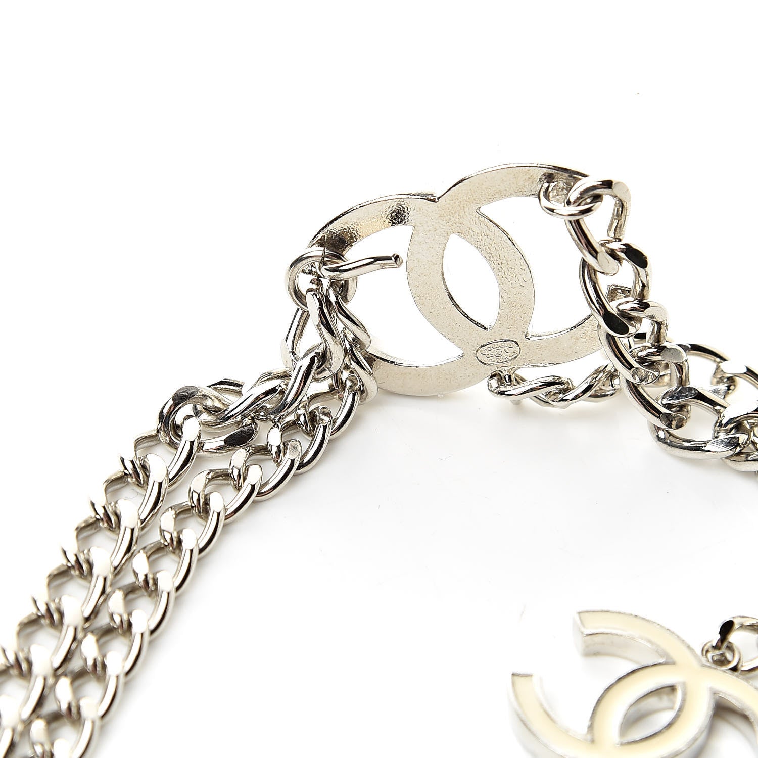 Chanel Enamel CC Ceinture Fantai Adjustable Belt Silver White 5 of 6