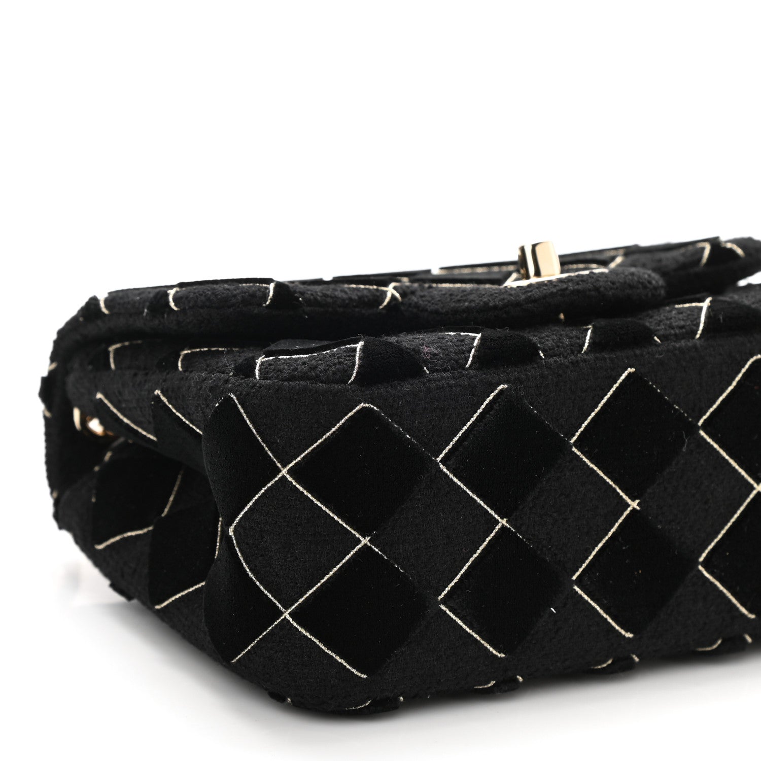 Chanel Velvet Tweed Quilted Mini Square Flap Black 9 of 11