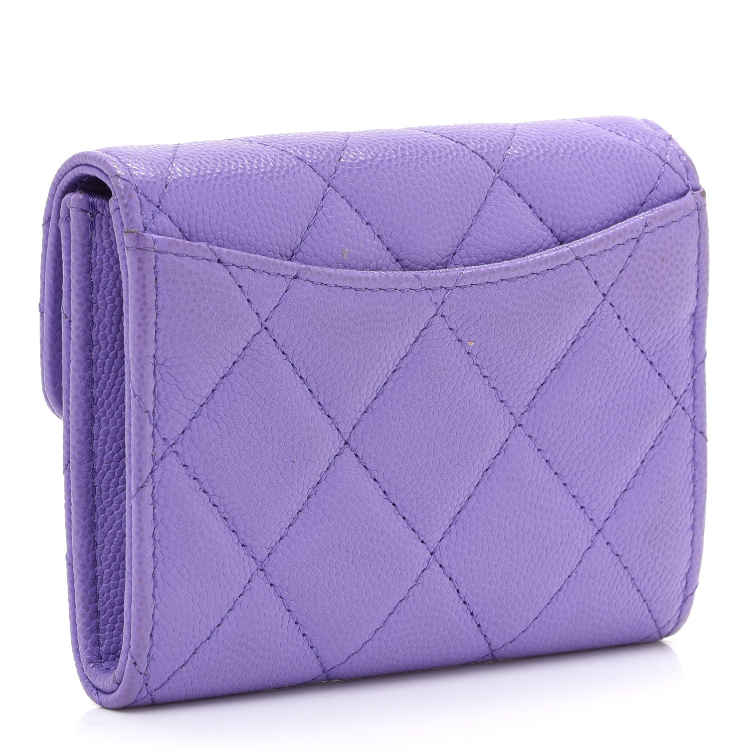 Chanel Caviar Quilted Flap Card Holder Wallet Purple 3 of 10