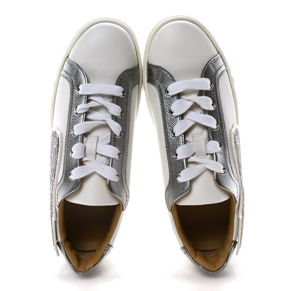 Hermes Calfskin Epsom Womens Velvet Sneakers 36 White Silver 2 of 9
