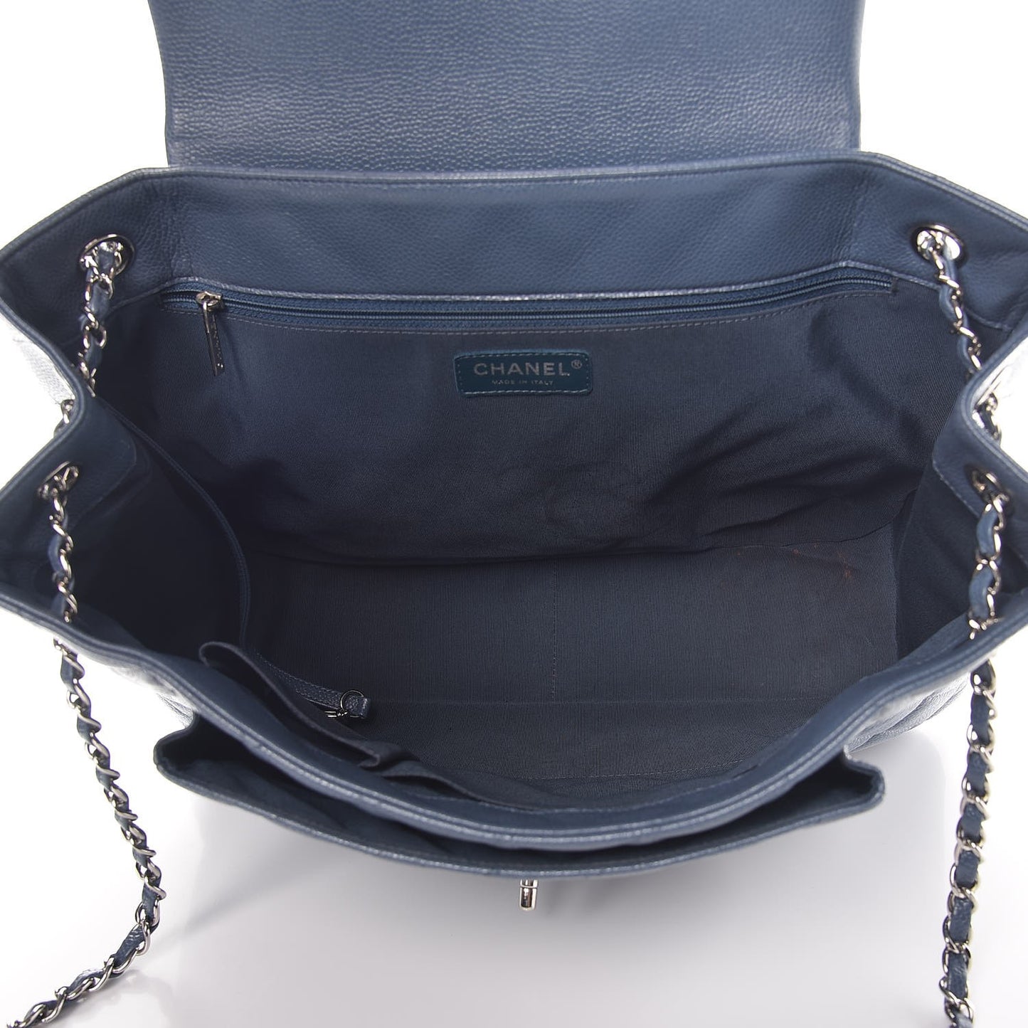 Caviar Quilted Flap Tote Blue