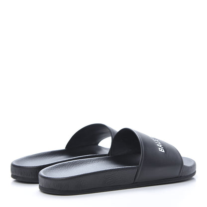 Balenciaga Nappa Logo Pool Slide Sandals 42 Black White 4 of 10