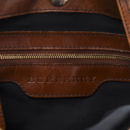 Burberry House Check Bridle Calfskin Medium Gosford Hobo Dark Tan 7 of 14