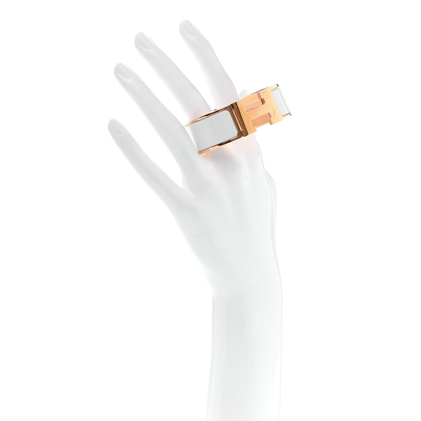 Enamel Wide Clic Clac H Bracelet PM White