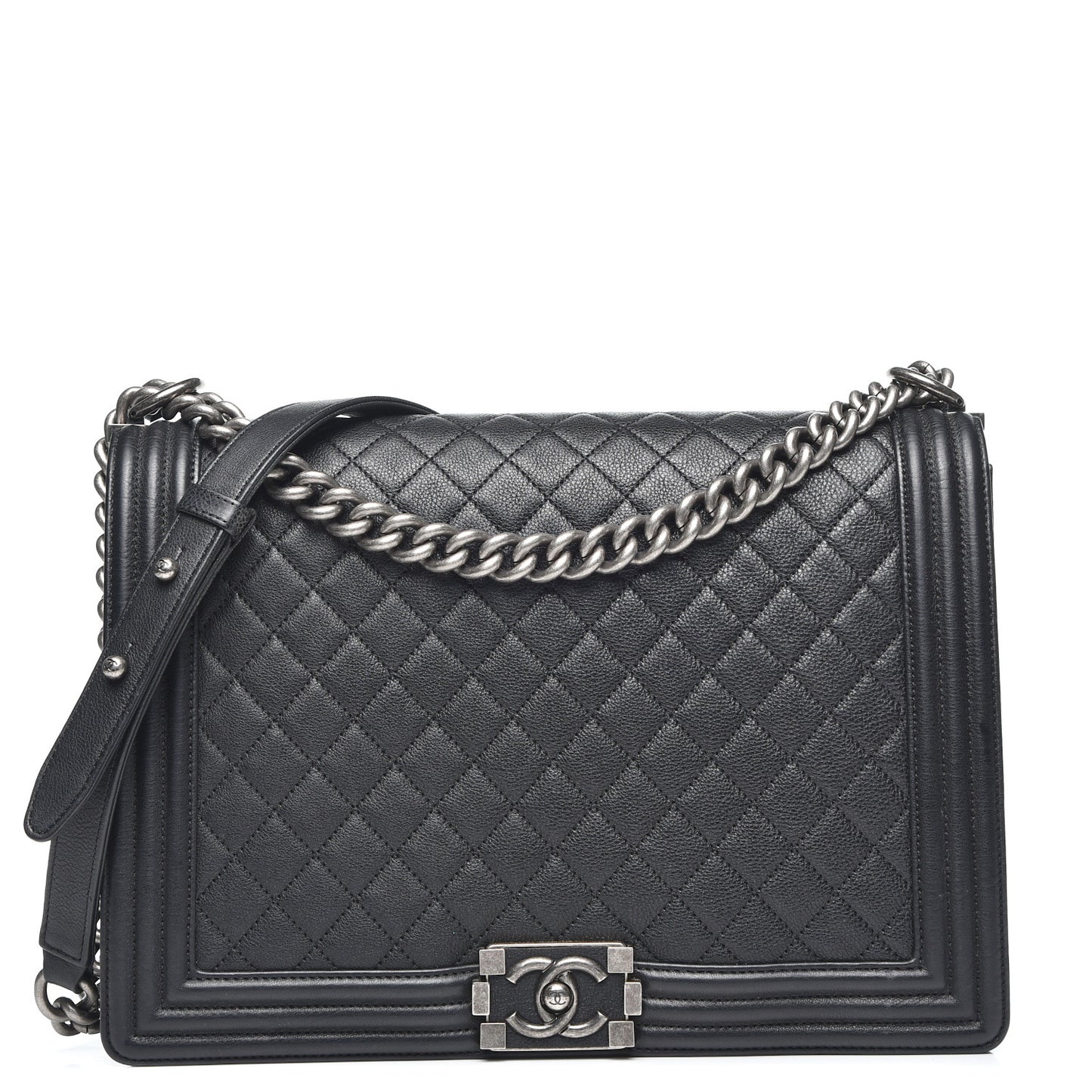 Caviar Quilted Large Boy Flap Black