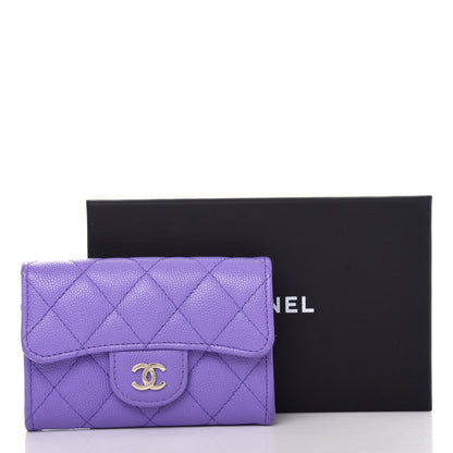 Chanel Caviar Quilted Flap Card Holder Wallet Purple 9 of 9
