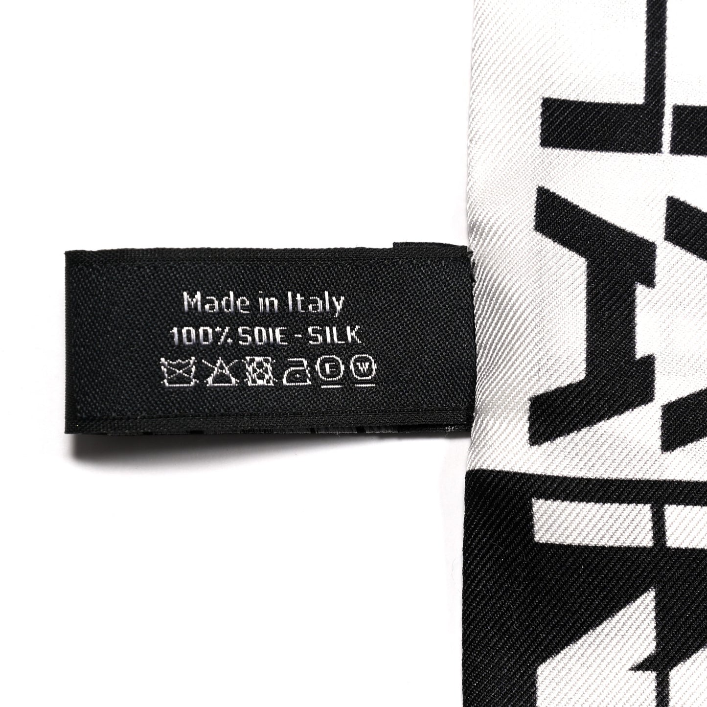 Silk Logo Slim Bandeau Scarf Black White