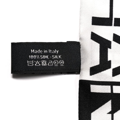 Chanel Silk Logo Slim Bandeau Scarf Black White 4 of 4