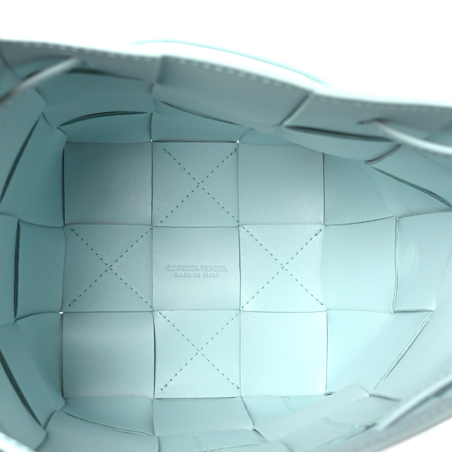 Nappa Maxi Intrecciato Small Cassette Bucket Bag Teal Washed