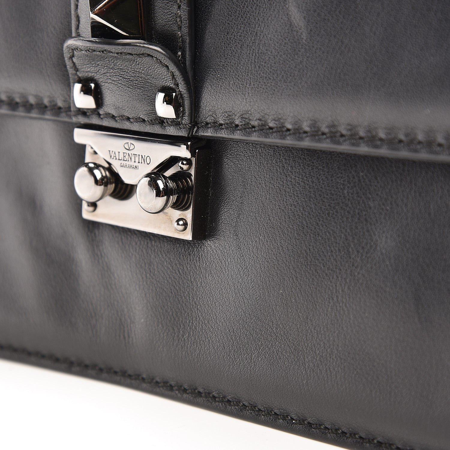 Valentino Garavani Vitello Medium Glam Lock Rockstud Flap Black 9 of 9