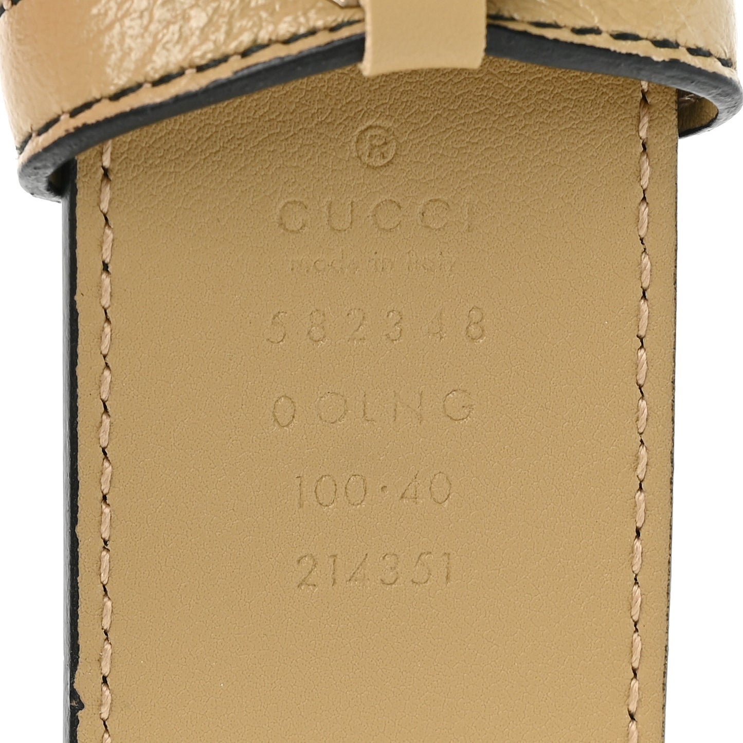 Calfskin Striped Textured Double G 50mm Belt 100 40 Black Beige