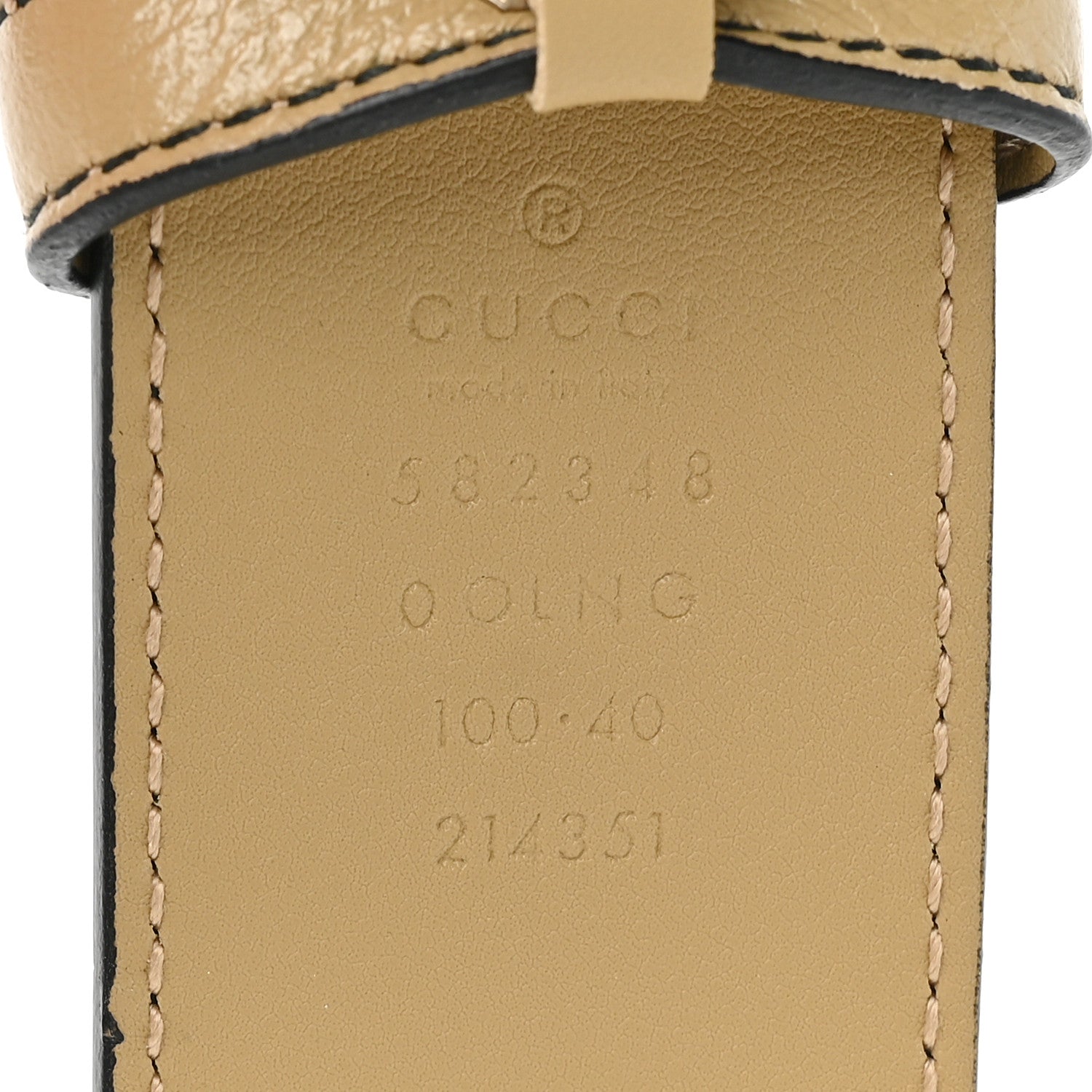 Gucci Calfskin Striped Textured Double G 50mm Belt 100 40 Black Beige 5 of 5