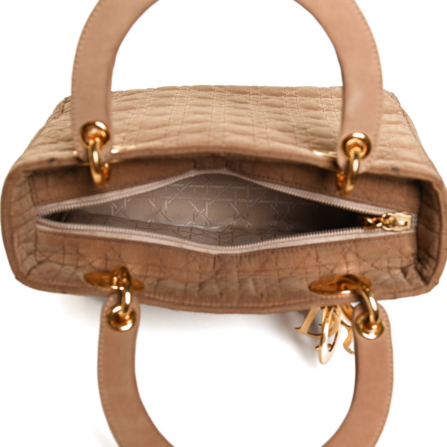 Nylon Cannage Medium Lady Dior Tan