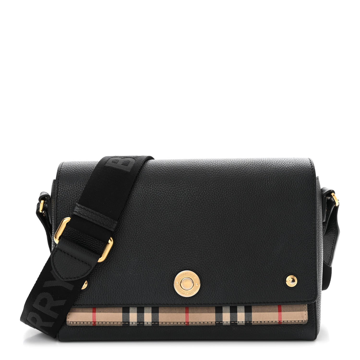 Burberry Grainy Calfskin Vintage Check Note Crossbody Bag Black 1 of 15