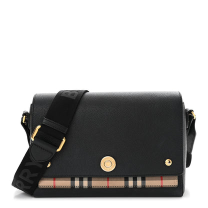 Burberry Grainy Calfskin Vintage Check Note Crossbody Bag Black 1 of 15