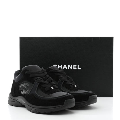 Chanel Fabric Calfskin Suede CC Sneakers 37 Black 9 of 9