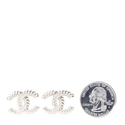 Chanel Crystal Chain CC Earrings Gold 2 of 5