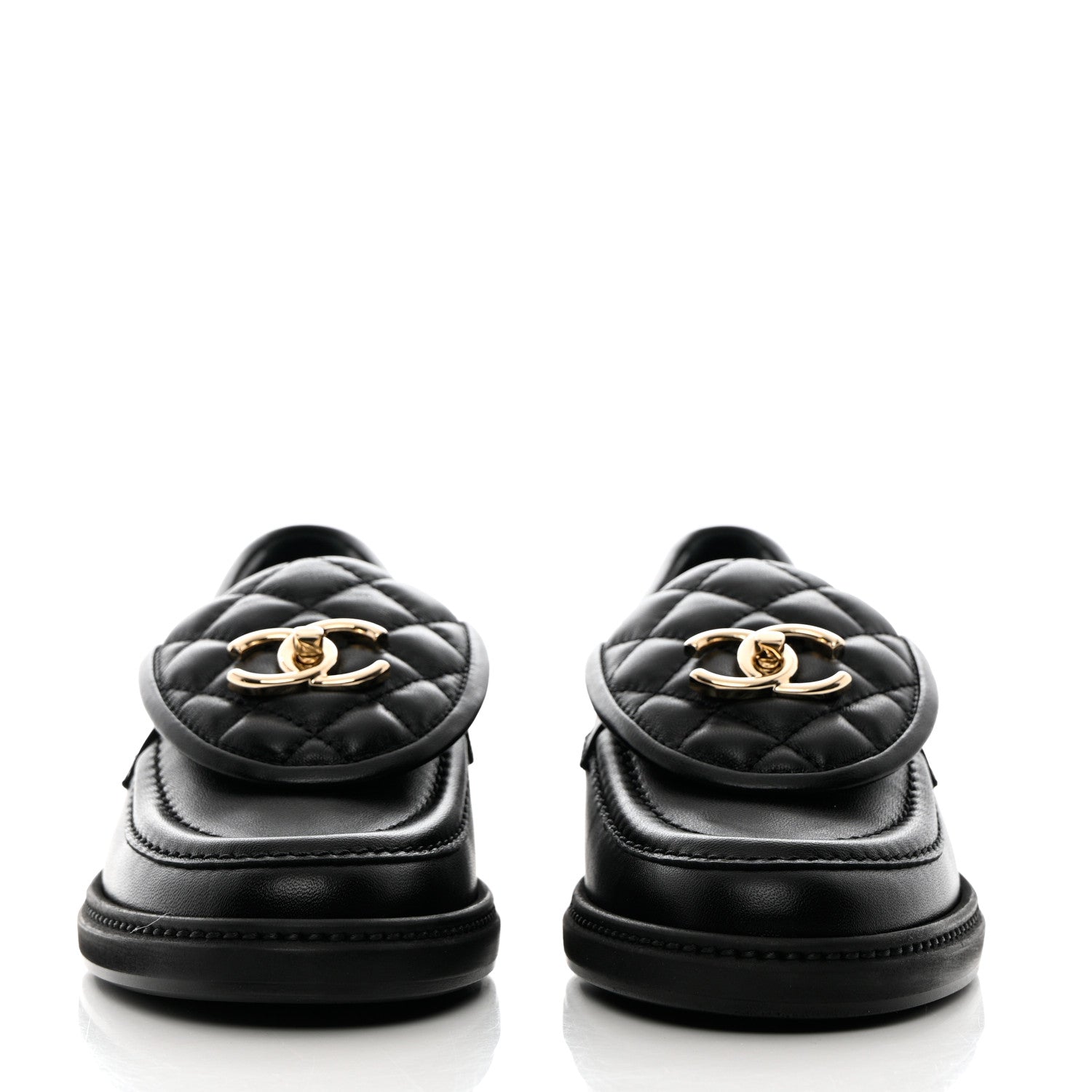 Chanel Lambskin Quilted CC Turnlock Loafers 36 Black 2 of 9