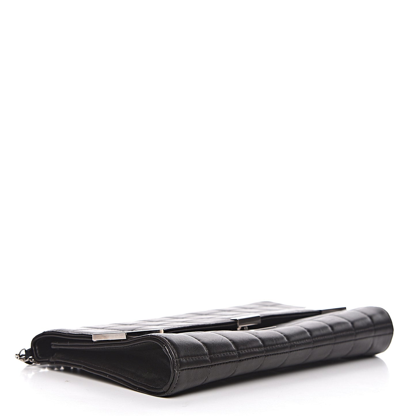 Lambskin Chocolate Bar Chain Clutch Black