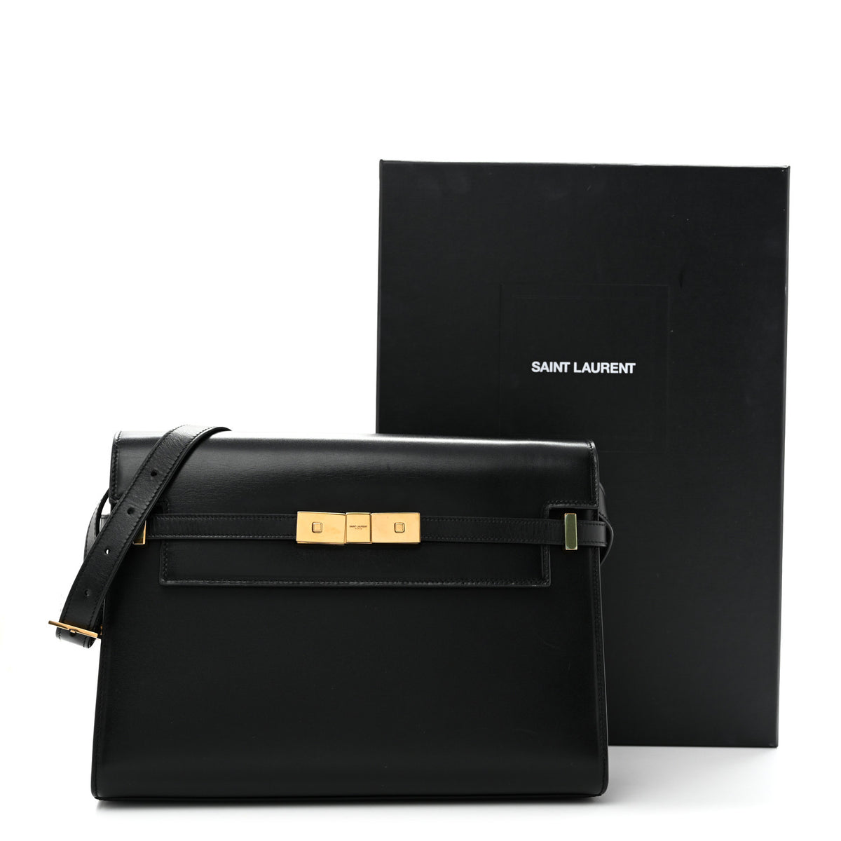 Smooth Calfskin Manhattan Shoulder Bag Black