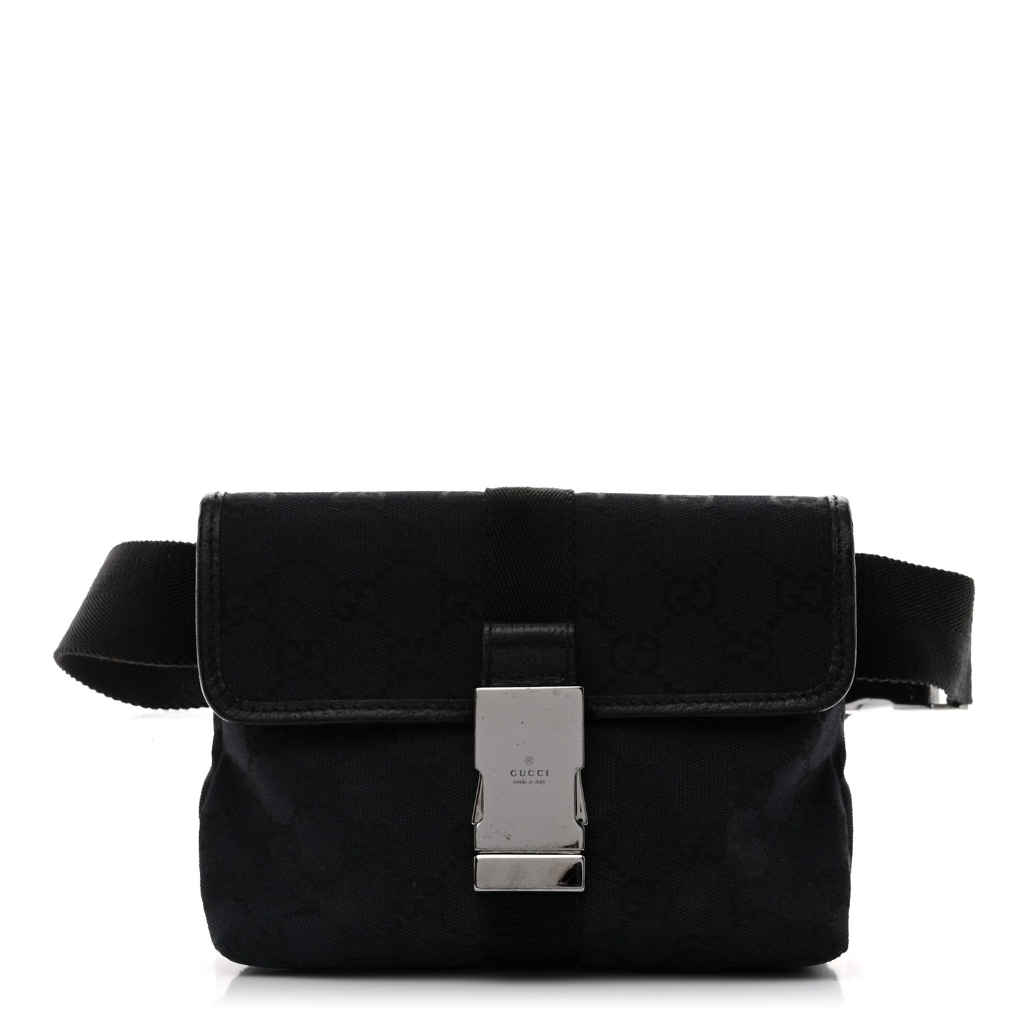 Gucci GG Monogram Web Buckle Belt Bag Black 1 of 10