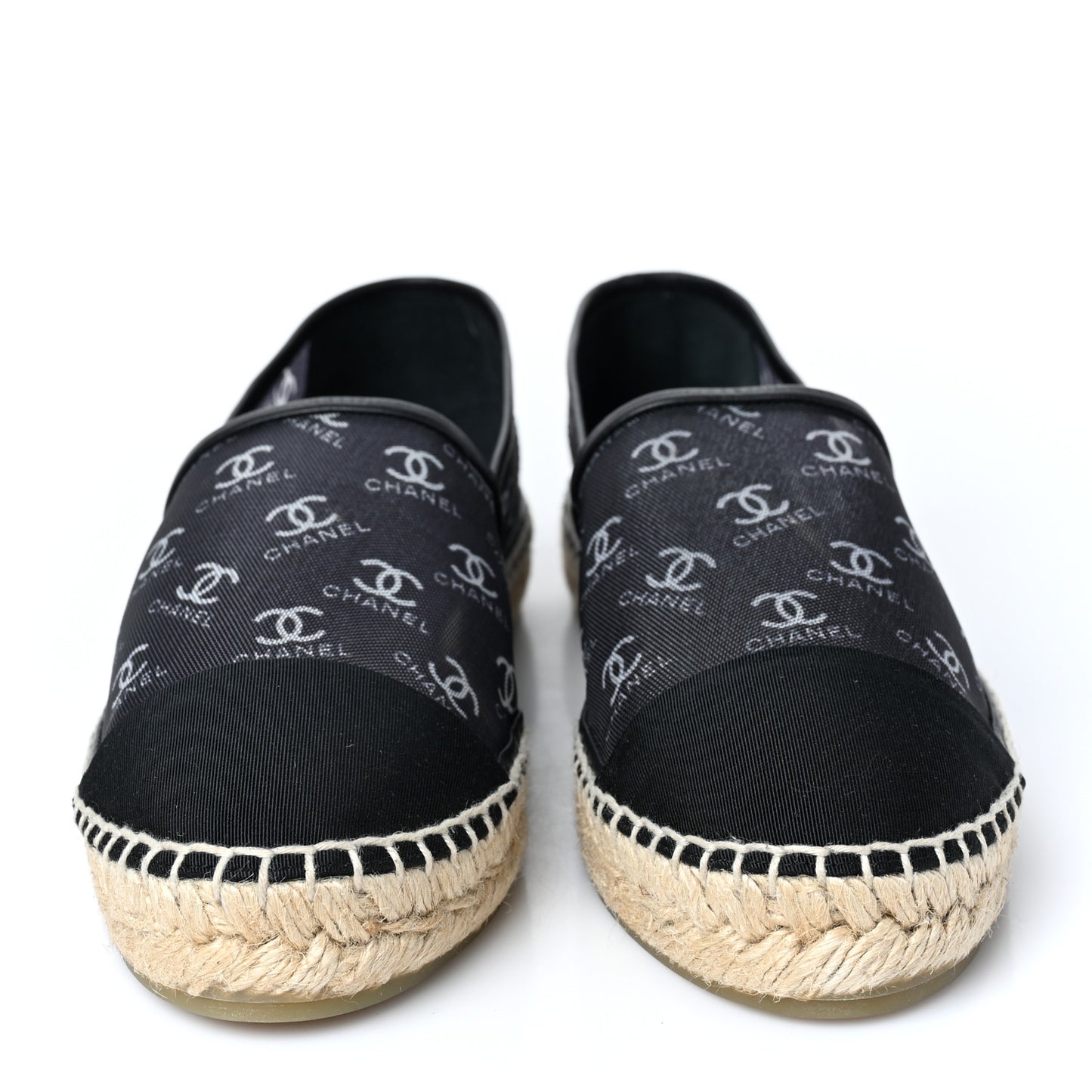 Mesh Grosgrain CC Espadrilles 41 Black White