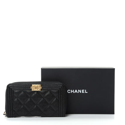 Chanel Caviar Quilted Small Boy Zip Around Wallet Black 8 of 8