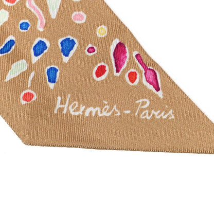Hermes Silk Isola Di Primavera Twilly Camel 3 of 5