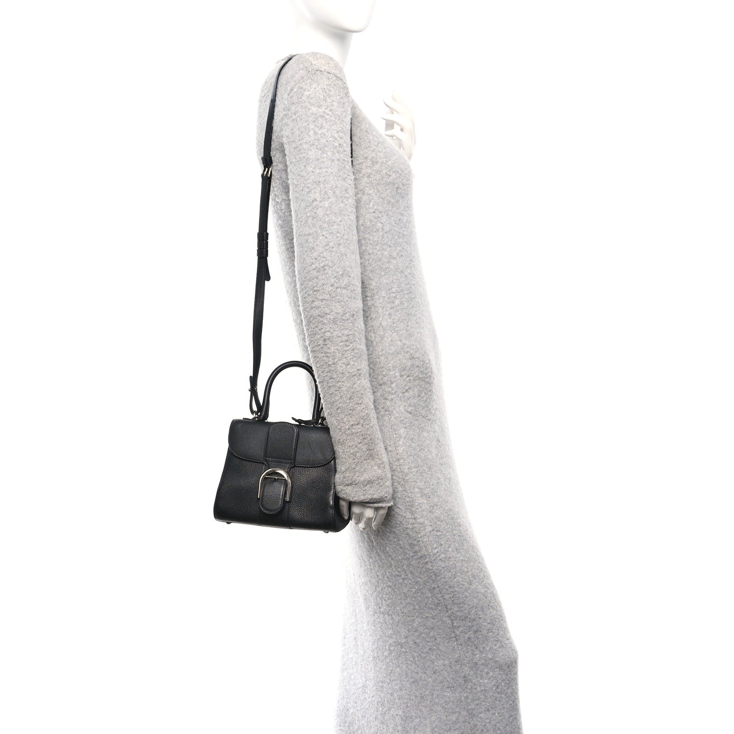 Grained Calfskin Mini Brillant Satchel Black