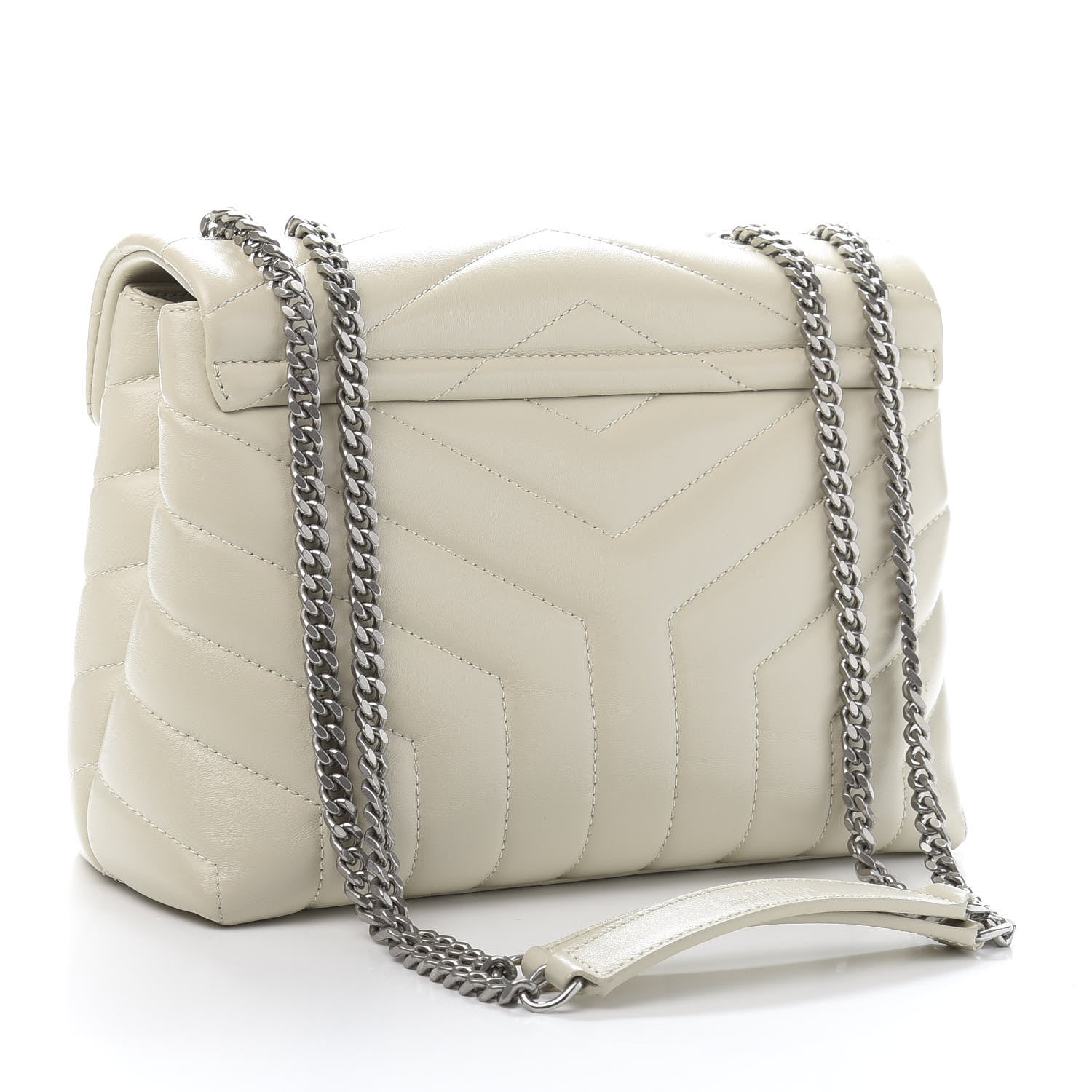 Saint Laurent Calfskin Y Quilted Monogram Small Loulou Chain Satchel Ivory 3 of 12
