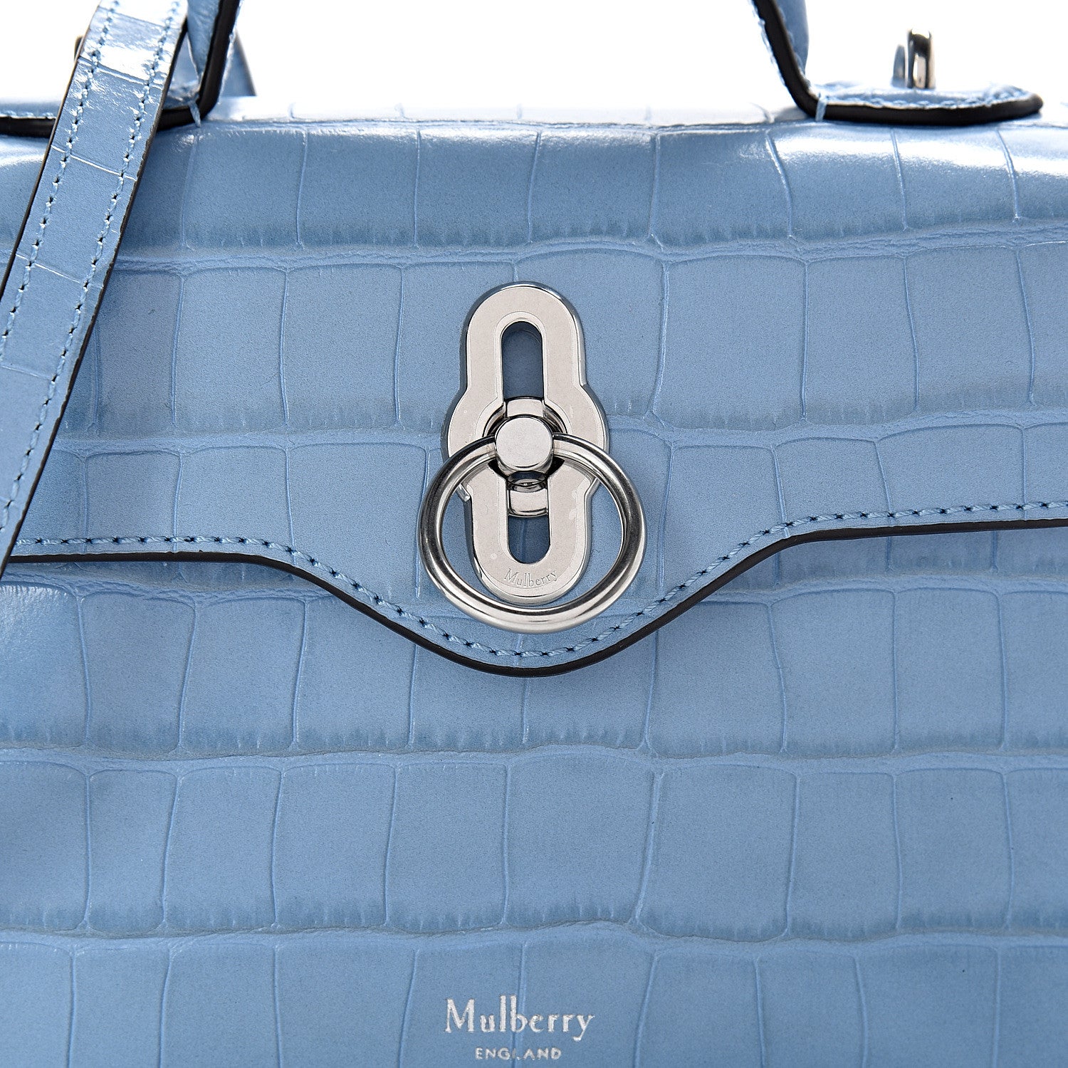 Mulberry Shiny Croc Calfskin Embossed Micro Seaton Pale Slate 7 of 9