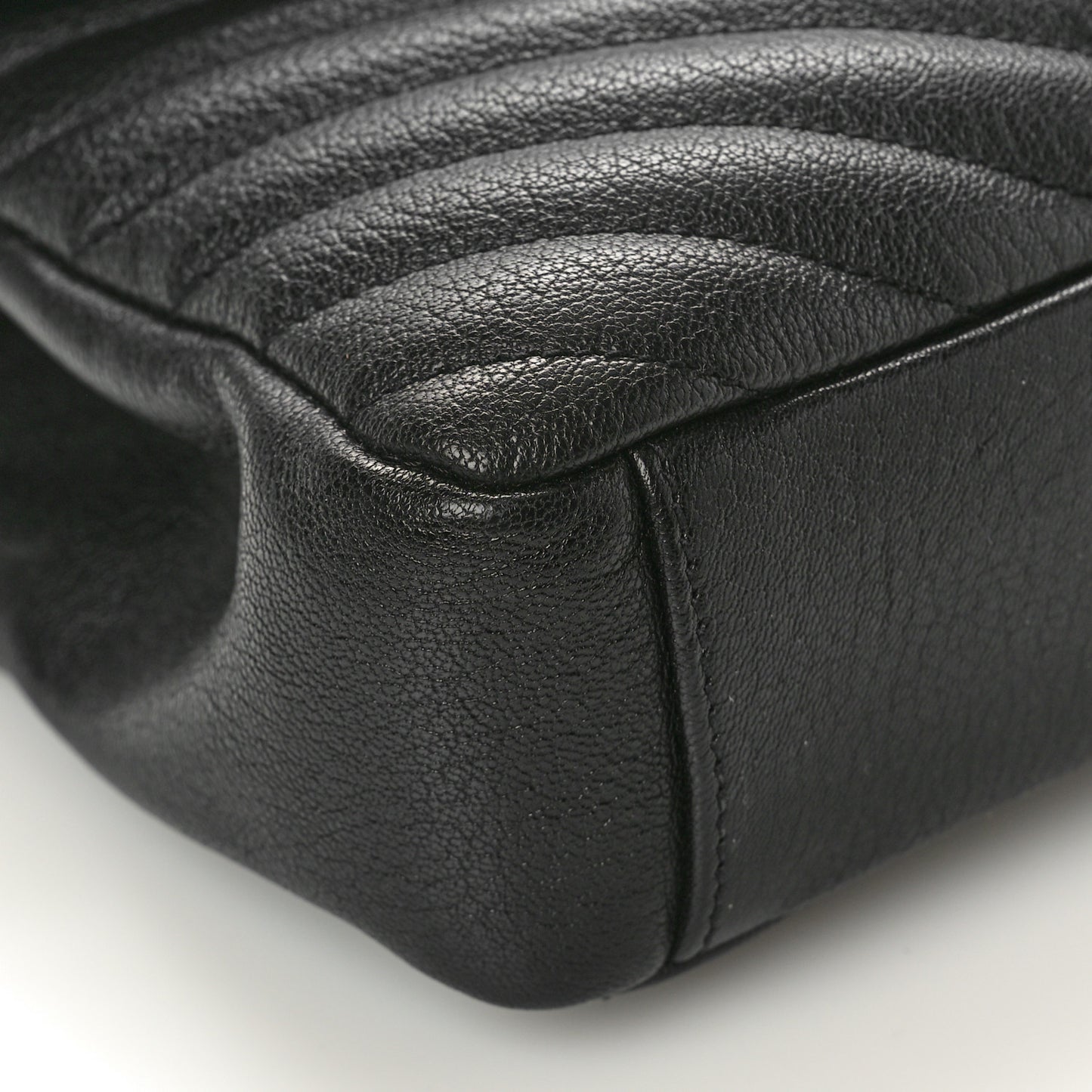 Sheepskin Matelasse Chevron Monogram Medium College Bag Black