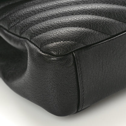 Saint Laurent Sheepskin Matelasse Chevron Monogram Medium College Bag Black 9 of 10