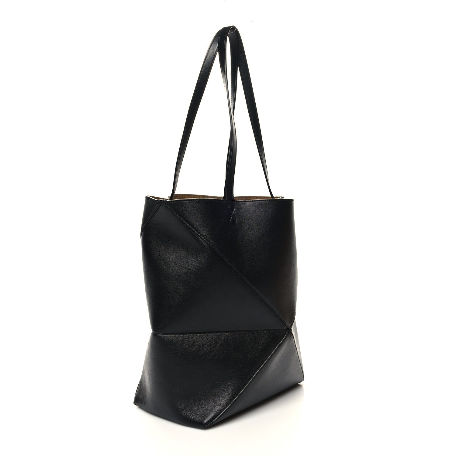 Loewe Shiny Calfskin Medium Puzzle Fold Tote Black 3 of 9