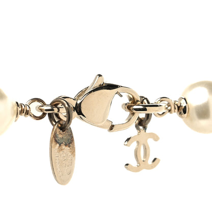 Chanel Pearl Resin Crystal CC Long Necklace Gold Blue 4 of 5