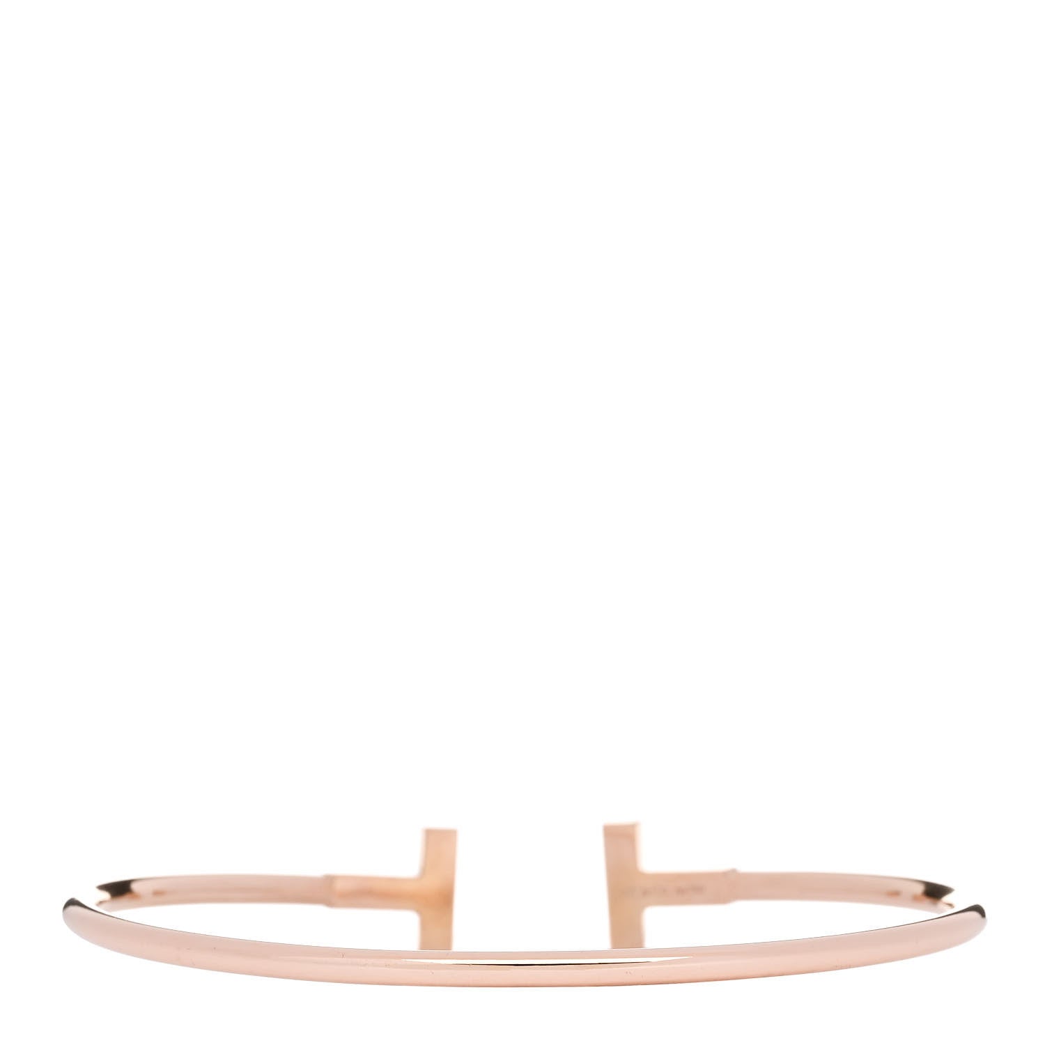 Tiffany 18K Rose Gold Diamond T Wire Bracelet 2 of 3