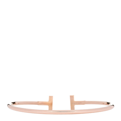 Tiffany 18K Rose Gold Diamond T Wire Bracelet 2 of 3