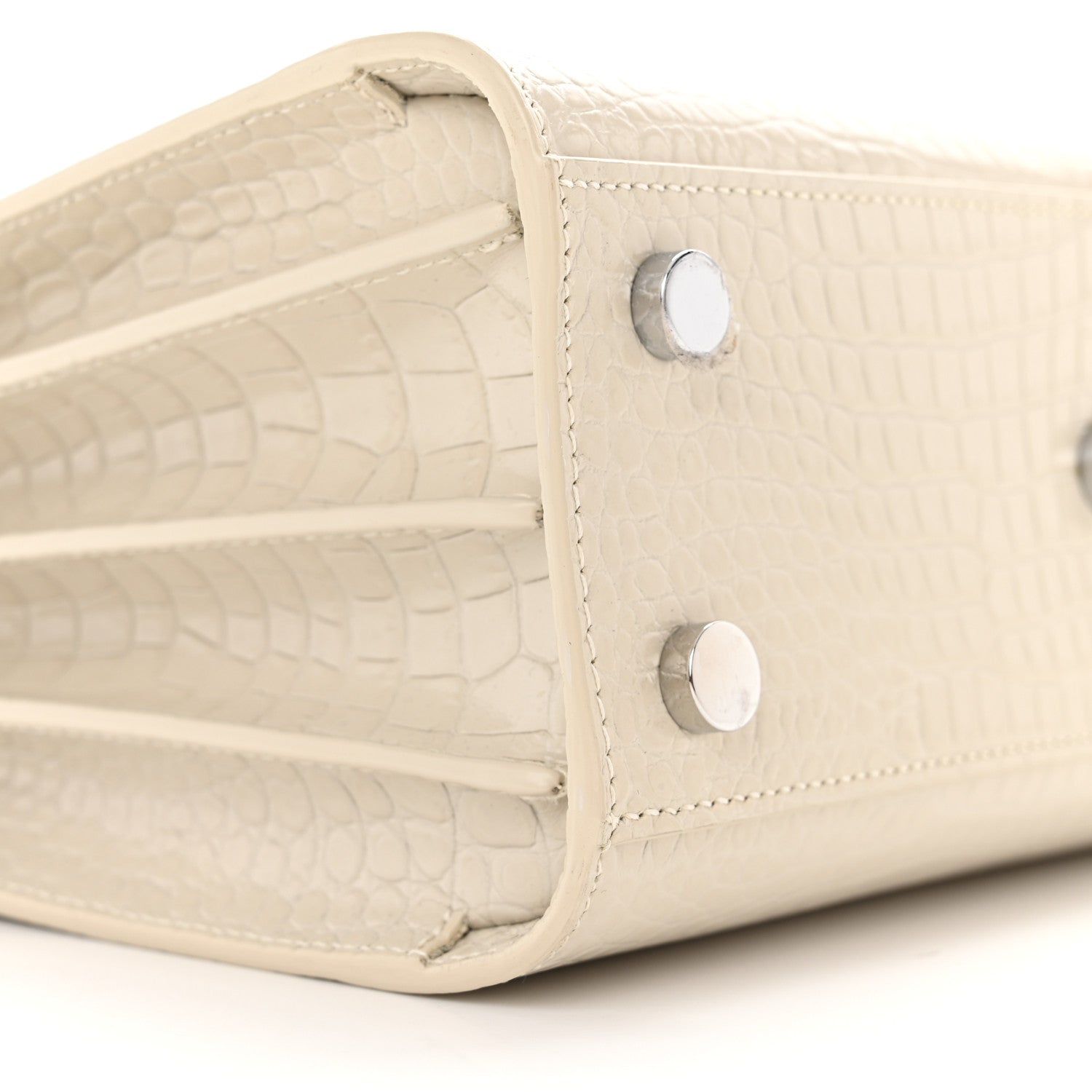 Saint Laurent Calfskin Crocodile Embossed Nano Sac De Jour Crema Soft 8 of 11