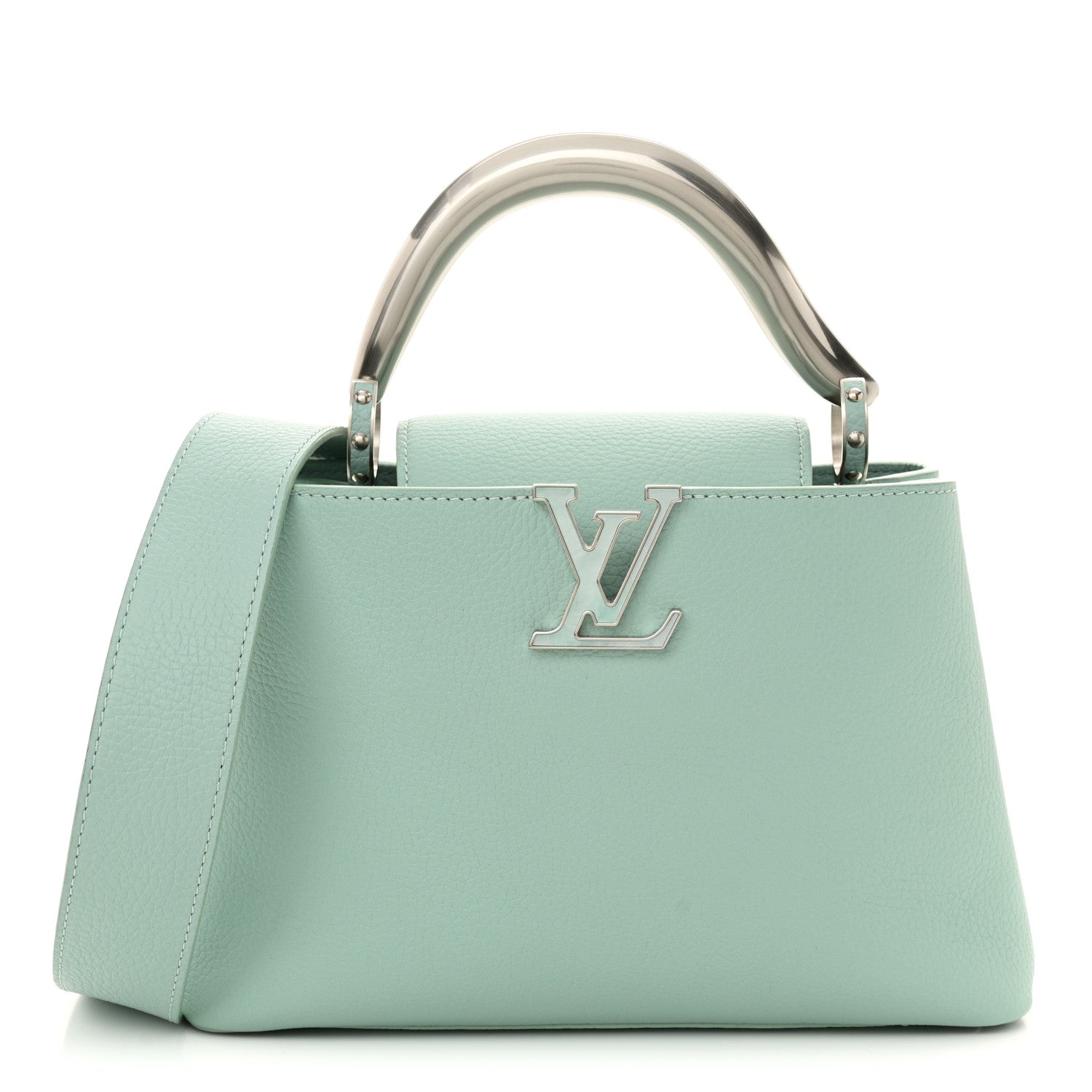 Louis Vuitton Taurillon Matte Brushed Metal Handle Capucines BB Light Blue 1 of 10