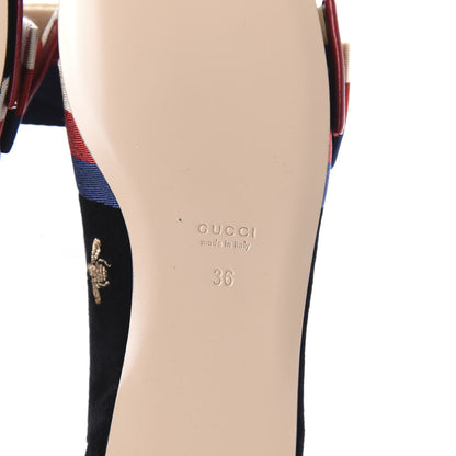 Gucci Velvet Bee Star Embroidered Sylvie Bow Loafers 36 Black 6 of 9
