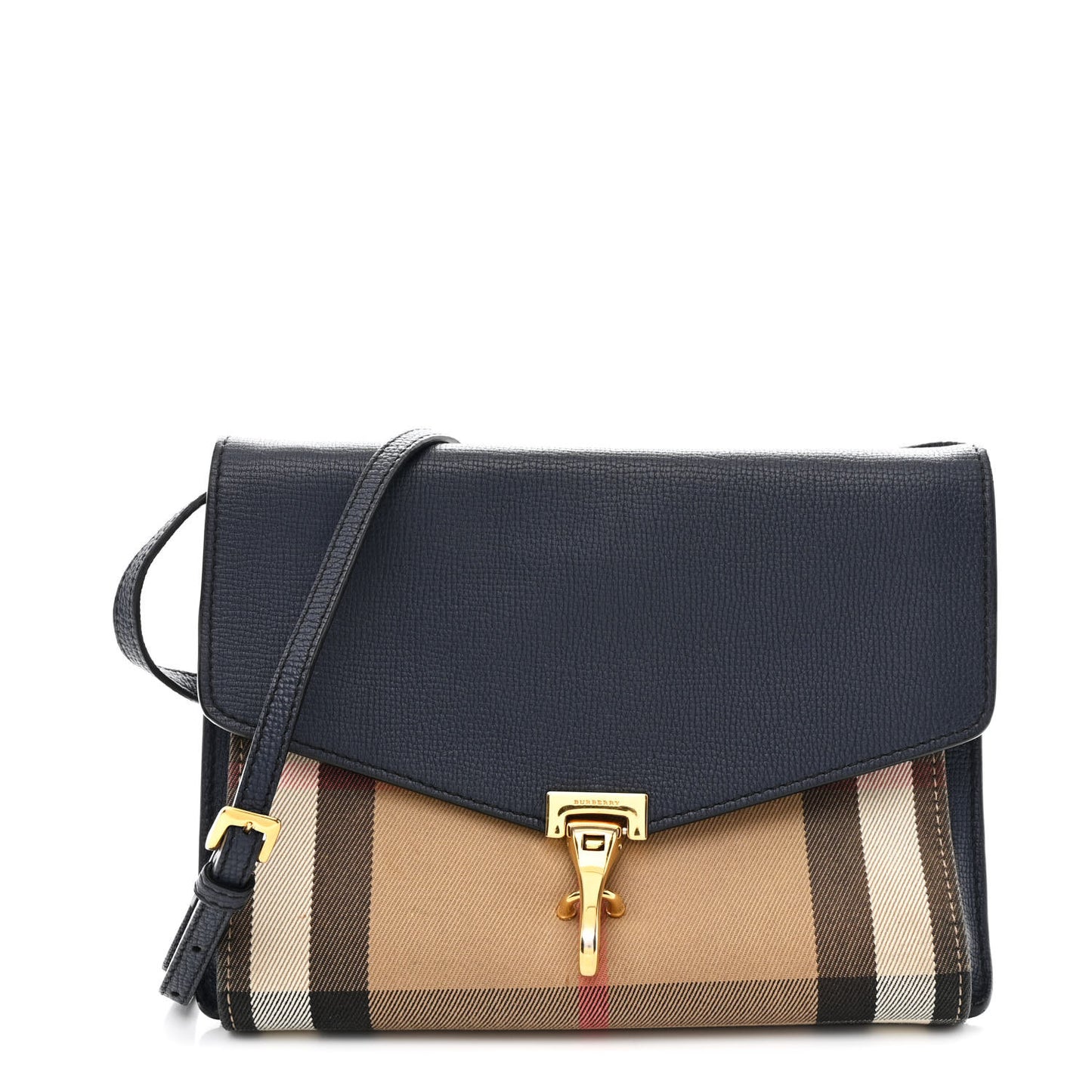 Derby Calfskin House Check Small Macken Crossbody Bag Ink Blue
