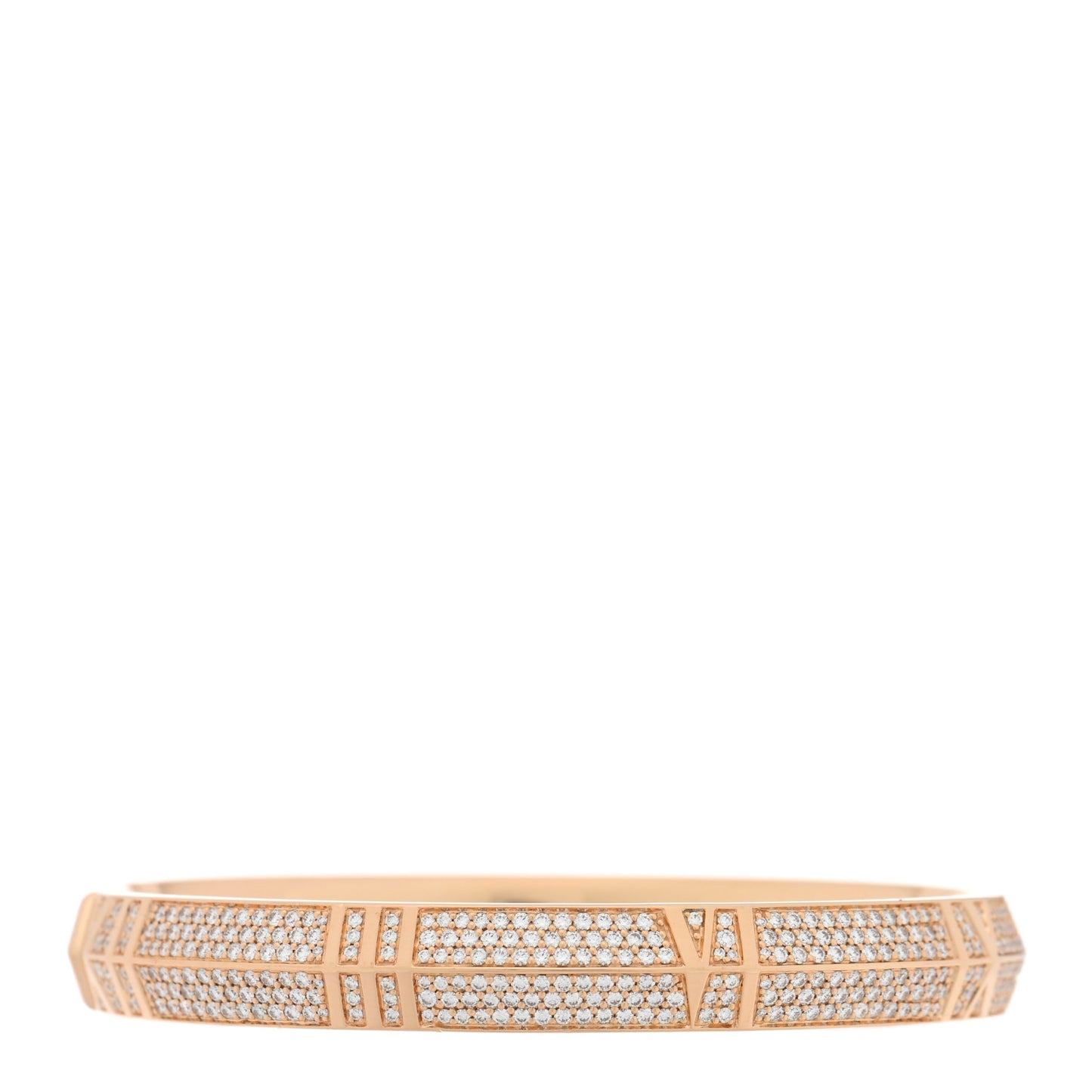 18K Rose Gold Diamond Atlas Closed Wide Hinged Bangle Bracelet