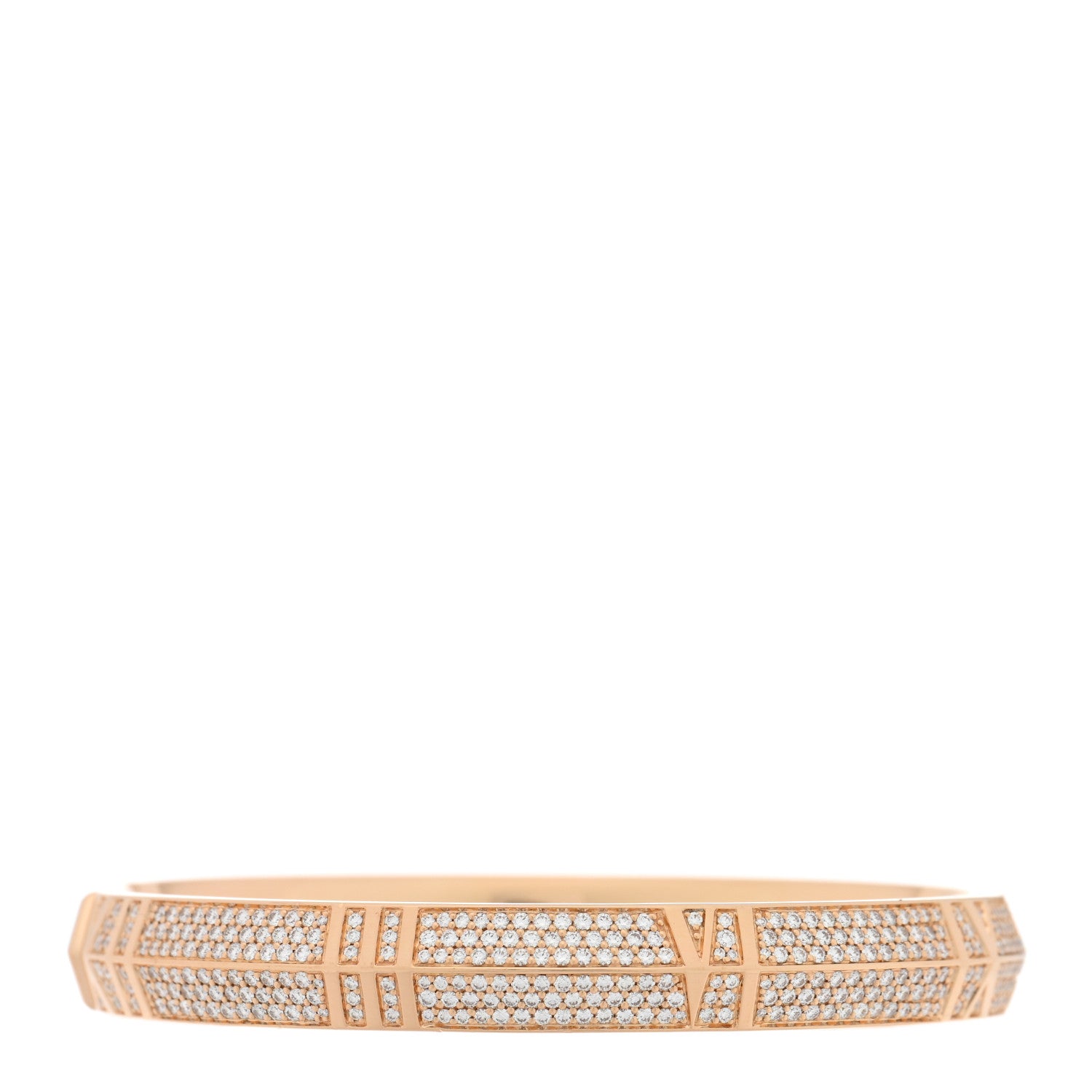 Tiffany 18K Rose Gold Diamond Atlas Closed Wide Hinged Bangle Bracelet 2 of 4