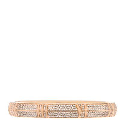 Tiffany 18K Rose Gold Diamond Atlas Closed Wide Hinged Bangle Bracelet 2 of 4