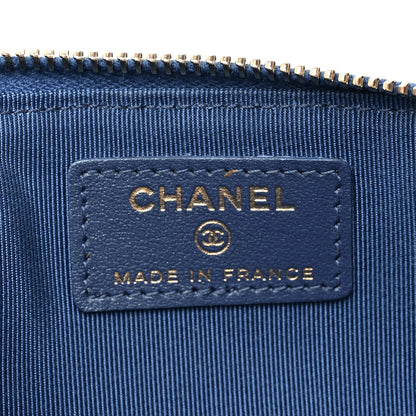 Chanel Iridescent Caviar Quilted Classic iPhone Pouch Dark Blue 7 of 8
